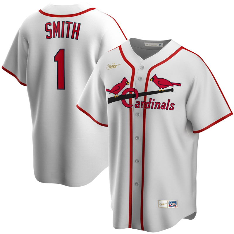 2020 MLB Men St. Louis Cardinals #1 Ozzie Smith Nike White Home Cooperstown Collection Player Jersey 1